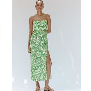Zara PRINTED STRAPLESS DRESS